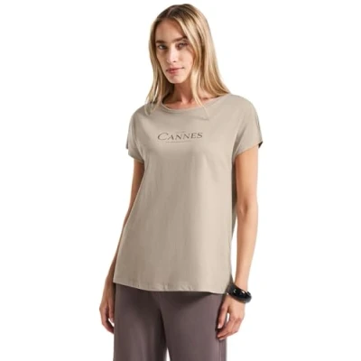 Abbildung von STREET ONE Damen 3227317 Shirt mit Folien Wording, Morning beige, 38