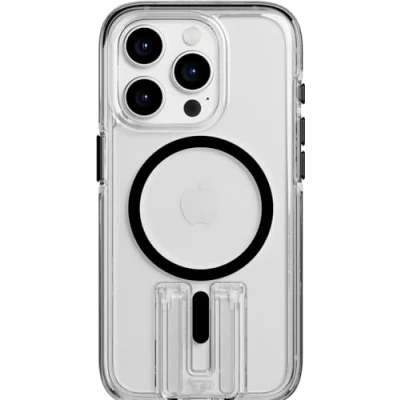 Abbildung von tech21 Evo Crystal Kick Hülle für iPhone 15 Pro, Kompatibel mit MagSafe, Biologisch abbaubar, Transparant/Schwarz, 15x Militärniveau Fallschutz: 4,9m