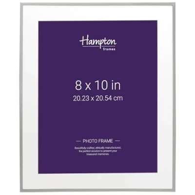 Abbildung von Hampton Frames Mayfair Silber Platte 8x10in 20x25cm Fotorahmen mit Fasen geschnitten Mount und Luxus samt Effekt zurück BSN13880