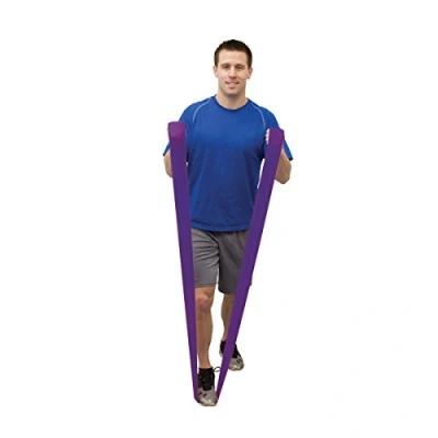 Abbildung von CanDo 2 x Trainingsband / Gymnastikband, Länge 45 m, Val u Band® 5er SET (sehr sehr leicht schwer) + Halterung