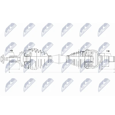 Abbildung von NTY NPW ME 046 Antriebswelle Vorderachse, Vorderachse rechts Doppelkupplungsgetriebe, Schaltgetriebe, Automatikgetriebe MERCEDES BENZ: CLA Coupe