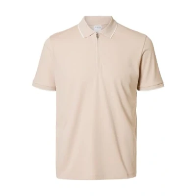 Abbildung von Selected Homme Slhfave ZIP SS Poloshirt, Herren, Größe: XS, Oatmeal
