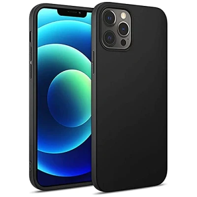 Abbildung von Verco Kompatibel mit iPhone 12 Pro Max Hülle, Matte Rückschale Schutzhülle für Case Silikon Handyhülle Schwarz