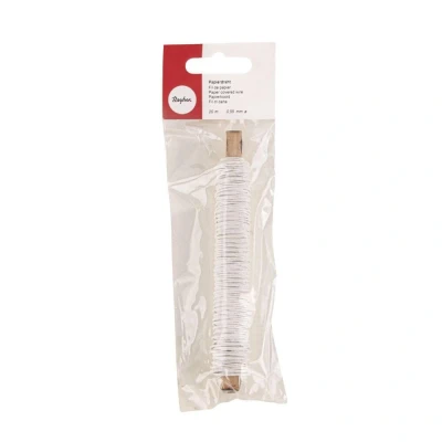 Abbildung von Rayher 24116102 Papierdraht, 0,55 mm ø, auf Holzwickel 50 g, ca. 20 m, Basteldraht, Papier umwickelter Draht, weiß