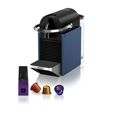 Abbildung von Nespresso De&#039;Longhi Pixie EN127.BL Kaffekapselmaschine, zwei Direktwahltasten, ECO Modus, kompaktes Design, 19 Bar Drucksystem, 1260W, Blau/Schwarz