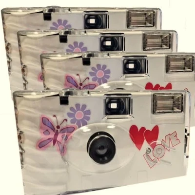 Abbildung von 4X 1A PHOTO PORST Einwegkamera Edition Butterfly, Schmetterling, mit Blitz, Batterien und Film (4er Pack, je 27 Aufnahmen)