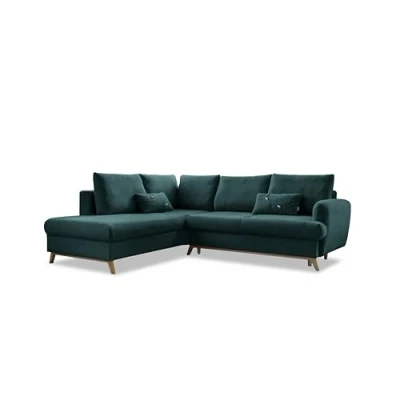 Abbildung von MIUFORM Ecksofa mit Schlaffunktion und Bettkasten Scandic Lagom L Wohnlandschaft Sofa Form Couch 3 Sitzer Bettfunktion Türkis Links