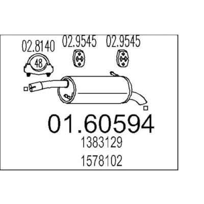 Abbildung von MTS 01.60594 Endschalldämpfer 830 FORD: FIESTA 5