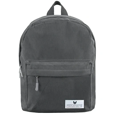 Abbildung von Tinyloaders Damen Rucksack Kord Daypack Cord Backpack Freizeitrucksack Freizeit Citytasche Arbeit Schule kleiner Cityrucksack Reisen Wandern, Grau
