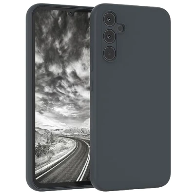Abbildung von EAZY Case Hülle Liquid Silikon kompatibel mit Samsung Galaxy A34 Silikonhülle Weich TPU Hülle, HandyHülle weichem Mikrofaser Innenfutter, Bumper in Anthrazit, Grau