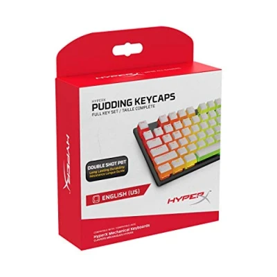 Abbildung von HyperX Pudding Keycaps Vollständiger Tastensatz PBT {Weiß} English (US) Layout 104 Key, Hintergrundbeleuchtet, OEM Profil