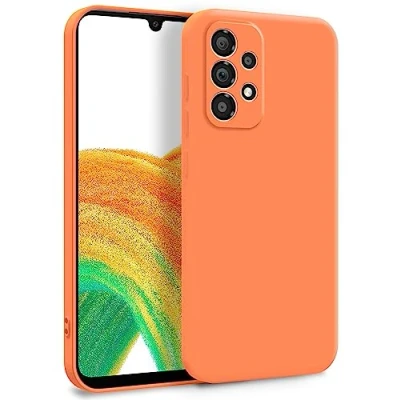 Abbildung von MyGadget Hülle für Samsung Galaxy A33 5G Zweilagige Handyhülle mit Kameraschutz Cover Innenfutter &amp; Silikon außen Orange