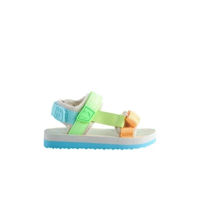 Abbildung von Next WIDE FIT Fastening Adjustable TAPE Trekker Trekkingsandale für Kinder, Größe: 21.5, Blue green bright stripe Schuhe