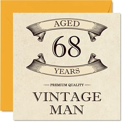 Abbildung von Geburtstagskarte zum 68. Geburtstag für Männer im Alter von 68 Jahren lustige Opa, Vater, Ehemann, Freund, Onkel, Bruder, 145 mm x Grußkarten,