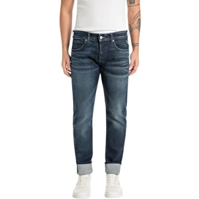 Abbildung von Replay Herren Jeans Grover Straight Fit, Blau (Dark Blue 007), 34W / 32L