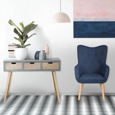 Abbildung von Menzzo Klarys Skandinavisch, Stoff, Blau, L67 x T75 H100 cm Sitz H41 P50