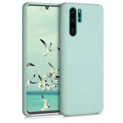 Abbildung von kwmobile Hülle kompatibel mit Huawei P30 Pro Silikon Handy Case Handyhülle weiche Oberfläche kabelloses Laden Mintgrün
