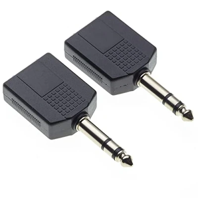 Abbildung von 6,35 mm Stereo Klinkenstecker auf 2 x Doppel Klinkenbuchse Splitter Adapter Dual 1/4 Y Adapter, Stück