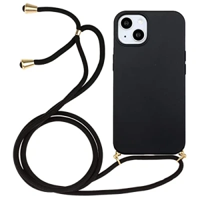 Abbildung von CoverKingz Handykette kompatibel mit iPhone 14 Handyhülle Case Handyband Silikonhülle Cover Handy Hülle zum Umhängen Schwarz