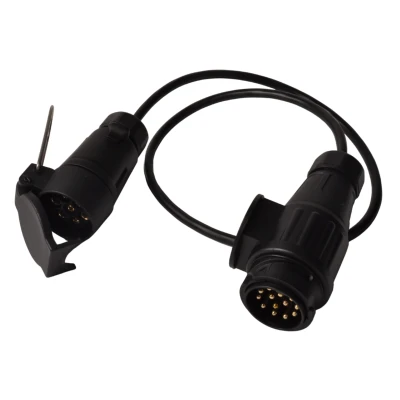 Abbildung von Adapterkabel 7 adrig mit 1x 13 poligem Stecker &amp; poliger Buchse 80 cm Aanhangwagendirect Anhängershop