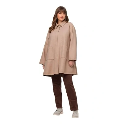 Abbildung von Ulla Popken EN À Manches Longues ET COL Ligne A Klassischer Mantel, Damen, Größe: 54/56, Beige