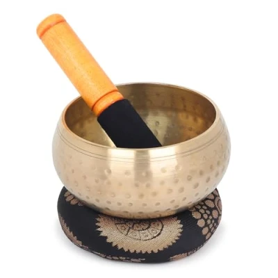 Abbildung von Tibetische Klangschale 12,7 cm großes Klangschalen Set mit Schlägel und Kissen, schöner Klang für Heilung, Yoga, Meditation Entspannung
