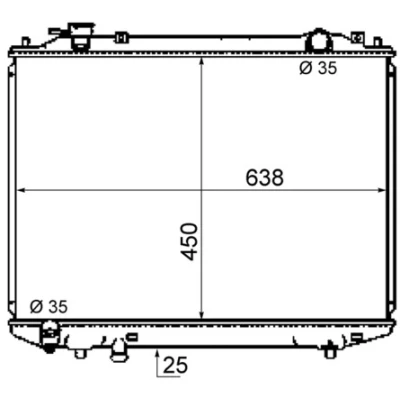 Abbildung von MAHLE ORIGINAL CR 1746 000S Kühler, Motorkühlung 638 450 25 Kühlrippen gelötet FORD: Ranger Mk2, MAZDA: B Serie Pickup