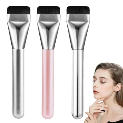 Abbildung von 3 Stück Ultra thin Foundation Brush Flacher Pinsel Hochwertiger Concealer Pinsel, Professioneller Makeup Brush, Weiches Haar