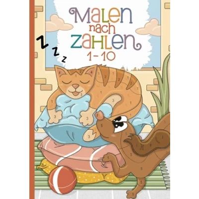 Abbildung von Malen nach Zahlen: Spielerisch Zahlen lernen mit super lustigen Tieren.