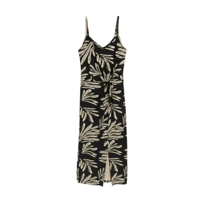 Abbildung von TOM Tailor Denim MIDITRÄGER MIT Twistdetail Etuikleid, Damen, Größe: XS, Abstract black beige print
