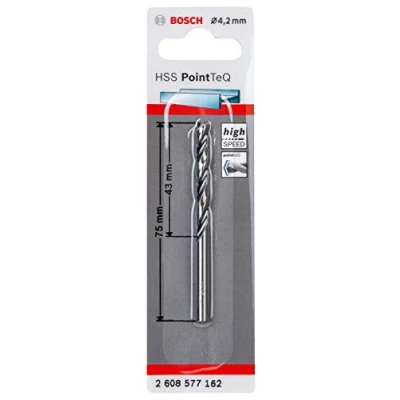 Abbildung von Bosch Professional 1x HSS Spiralbohrer PointTeQ (für Metall, 4,2 x 43 75 mm, Zubehör Bohrschrauber)