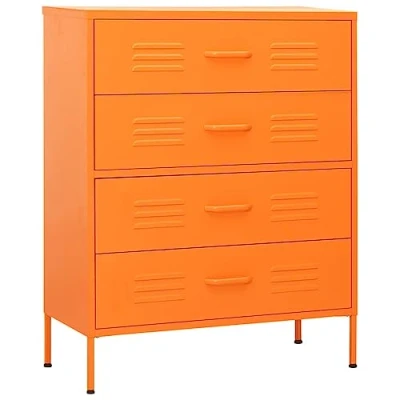 Abbildung von vidaXL Kommode 4 Schubladen Anrichte Schrank Beistellschrank Mehrzweckschrank Standschrank Sideboard Schubladenschrank Orange 80x35x101,5cm Stahl