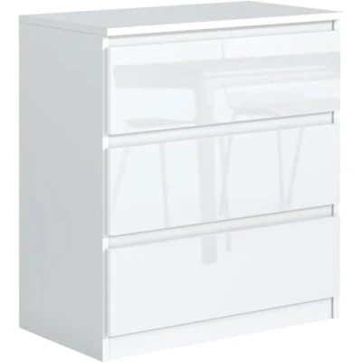 Abbildung von meble masztalerz Kommode Weiss Hochglanz mit 3 Schubladen 70 cm, Sideboard Wohnzimmer, Schlafzimmer H: 78,5 B: T: 39 cm Schubladen, Schubladenschrank