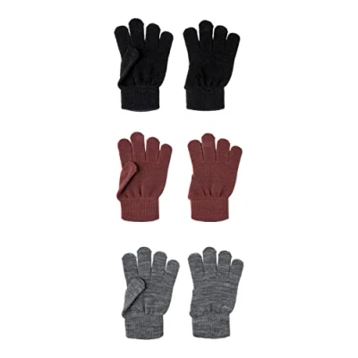 Abbildung von NAME IT Unisex Kinder NKNMAGIC Gloves 3P NOOS Handschuhe, Nocturne/Pack:3 Pack with Grey Mel/Black, 5 (3er