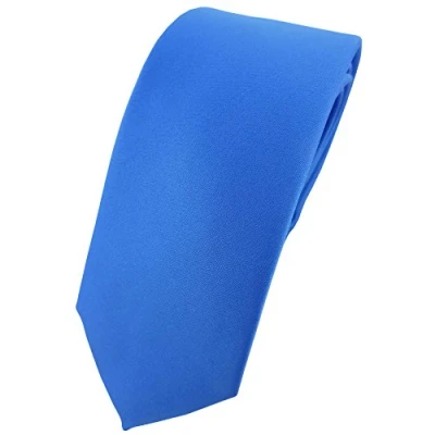 Abbildung von TigerTie Herren Krawatte 6 cm schmale Satin Tie in blau einfarbig uni Business, festliche Veranstaltungen und Freizeit