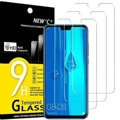 Abbildung von NEW&#039;C 3 Stück, Panzer Schutz Glas für Huawei Y9 Prime 2019, Enjoy 10 Plus, Frei von Kratzern, 9H Härte, HD Displayschutzfolie, 0.33mm Ultra klar, Ultrabeständig