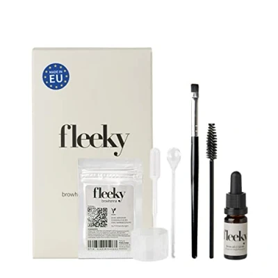 Abbildung von fleeky Browhenna Kit DIY Augenbrauenfarbe für brows on fleek, Henna Farbpulver zum natürlichen Augenbrauenfärben, perfekt Mädelsabend, Geburtstagsgeschenk Freundin (Mini, Light Brown)