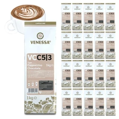 Abbildung von VENESSA Cappuccino Chocolate VC5/3 Cremiges heiße Schokolade Kakaopulver 20 x 1kg Vorteilspack für B2B, Unternehmen, Firmenkaffee, Bürokaffee, Gastronomie