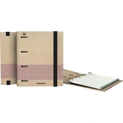 Abbildung von Unipapel 4 Ringe, umweltfreundlich, A5, mit 90 recycelten Blättern, g, kariert, 5 x cm, Farbbänder, Uninature Concept Violett, FSC zertifiziert, Carpebook