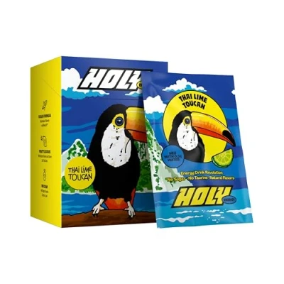 Abbildung von HOLY Energy Gaming Booster 10er Probier Box &#039;Thai Lime Toucan&#039; mit Thai Limetten Geschmack Pulver 10 Portionen NewCaff &amp; Grüntee Extrakt Focus Drink Vegan 100% natürlichen Fruchtaromen