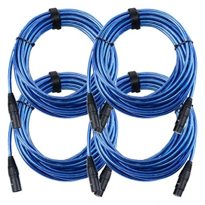 Abbildung von 4er Set Pronomic XFXM Blue 10 Mikrofonkabel (10m Länge, XLR female 3 pol &gt; male pol, Stecker handgelötet, säure und ölfest, Spannzangen Zugentlastung) Metallic Blau