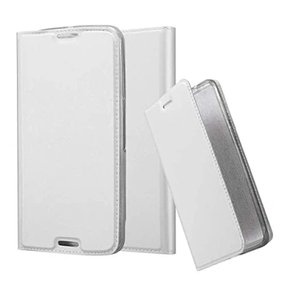 Abbildung von Cadorabo Hülle kompatibel mit Motorola Google Nexus 6 aus Kunst Leder Flip Klappbare Stoßfeste Magnetische [Standfunktion] [Kartenfächern] Cover für Tasche in Silber