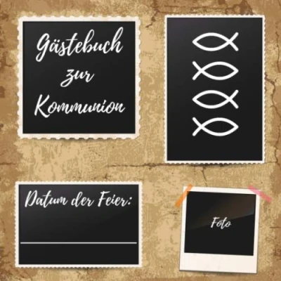 Abbildung von Gästebuch Kommunion: Erinnerungsbuch zum Eintragen von Glückwünschen zur ersten heiligen Kommunion 110 Seiten Abmaße: 21cm x Mit tollem Soft Cover Design in Gold Optik
