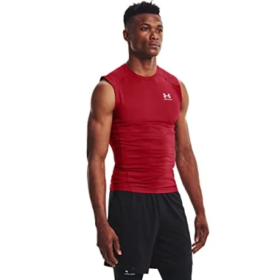 Abbildung von Under Armour Men&#039;s HeatGear Compression Sleeveless T Shirt, Flawless (834)/White, X Large