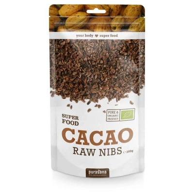 Abbildung von Bio Kakao Nibs Unterstützung für Herz und Kreislauf. Mit Kalium, Phosphor, Magnesium, Calcium, Zink, Kupfer Ballaststoffen