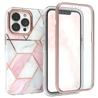 Abbildung von EAZY Case 360 Grad Hülle kompatibel mit iPhone 13 Pro Kameraschutz, Premium Full Cover, Displayschutz, Schutzhülle, Slimcover, Handyhülle, Komplett Schutz Rosé, Rosa