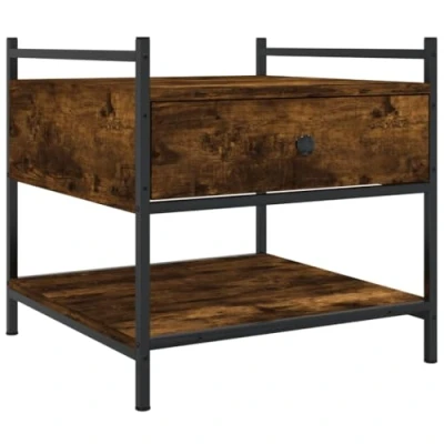 Abbildung von SDWEHO7 Quadratisch Couchtisch, Wohnzimmertisch Modern, Coffee Table, Beistelltisch mit 1 Schublade und Ablage, Sofatisch, Kaffeetisch, Räuchereiche 50x50x50 cm Holzwerkstoff