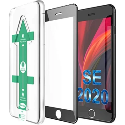 Abbildung von XeloTech 3D Schutzglas für iPhone SE 3 (2022) und 2 (2020) (3/2 Generation) &amp; 8/7 Panzerfolie Schützt das komplette Display Full Cover (Black)