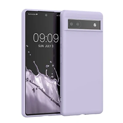 Abbildung von kwmobile Hülle kompatibel mit Google Pixel 6a gummierte TPU Silikon Handyhülle Schutzhülle für kabelloses Laden Case in Lavendel