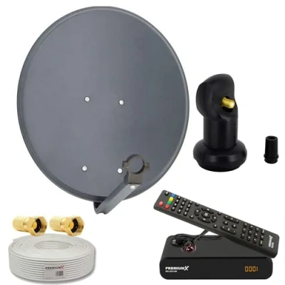 Abbildung von PremiumX SAT Anlage 80cm Antenne Single LNB Kabel F Stecker Receiver